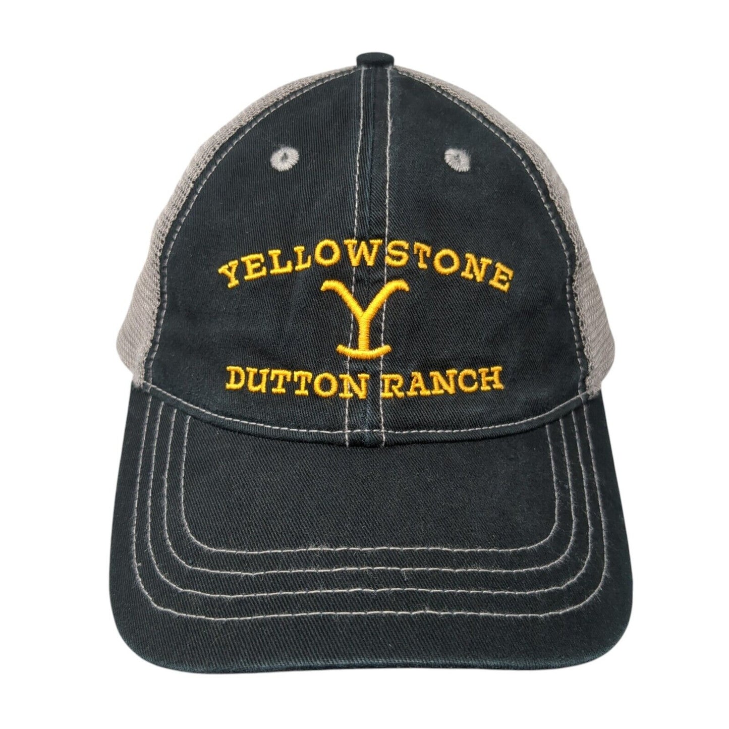 Yellowstone Dutton Ranch Strapback Trucker Hat Black One Size Mesh Back