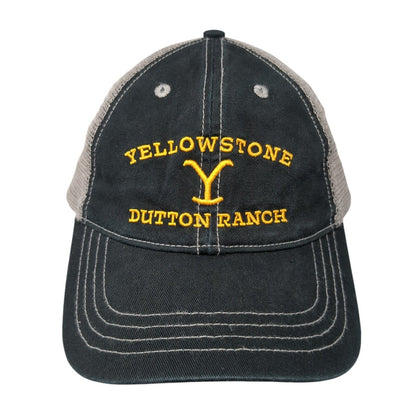 Yellowstone Dutton Ranch Strapback Trucker Hat Black One Size Mesh Back
