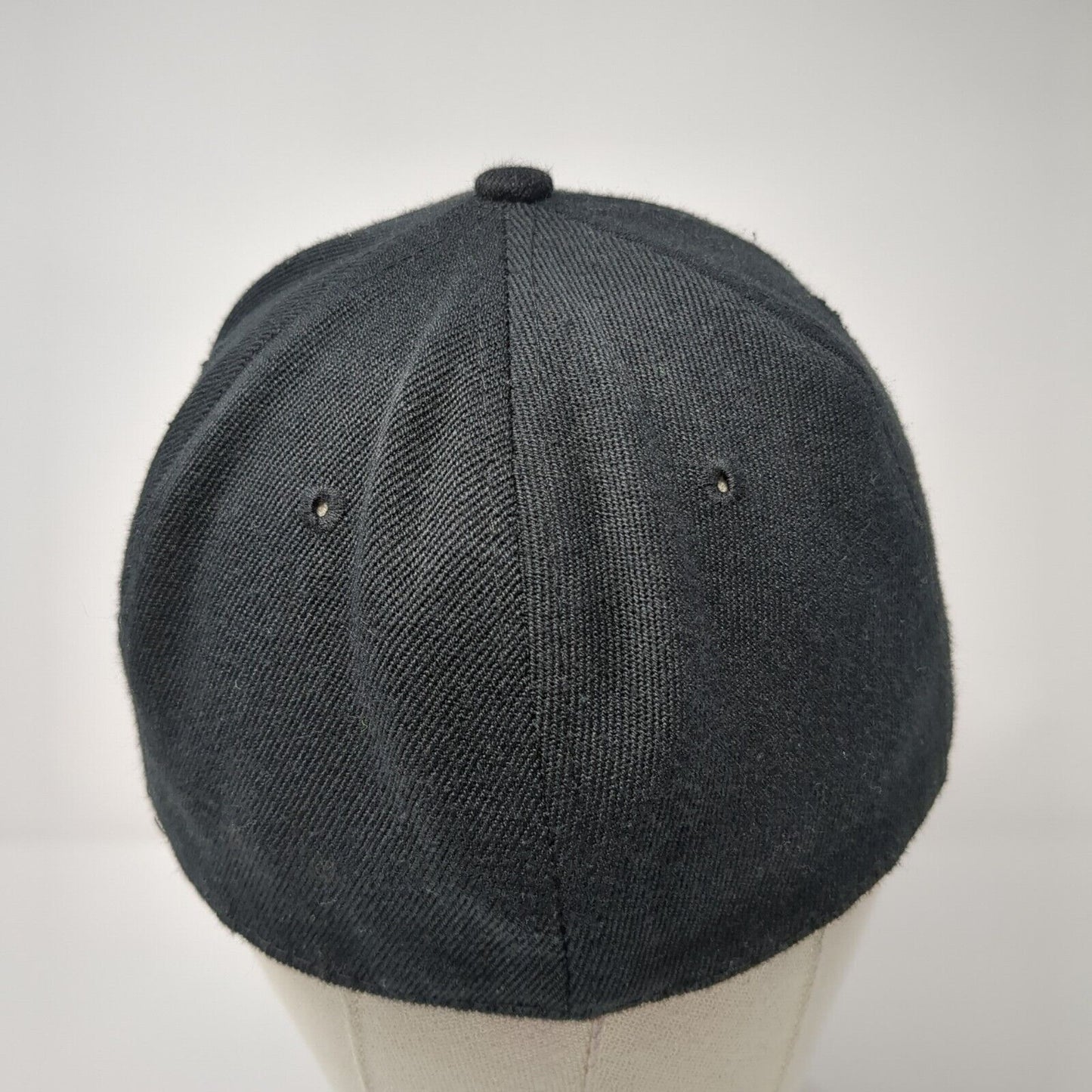 Unbranded Fitted Hat Black 7 1/4 Solid Vent Holes Outdoor Blank 6 Panel