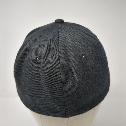Unbranded Fitted Hat Black 7 1/4 Solid Vent Holes Outdoor Blank 6 Panel