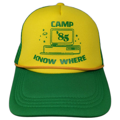 Trucker Hat Yellow Green One Size Stranger Things Camp Know Where Mesh Snapback