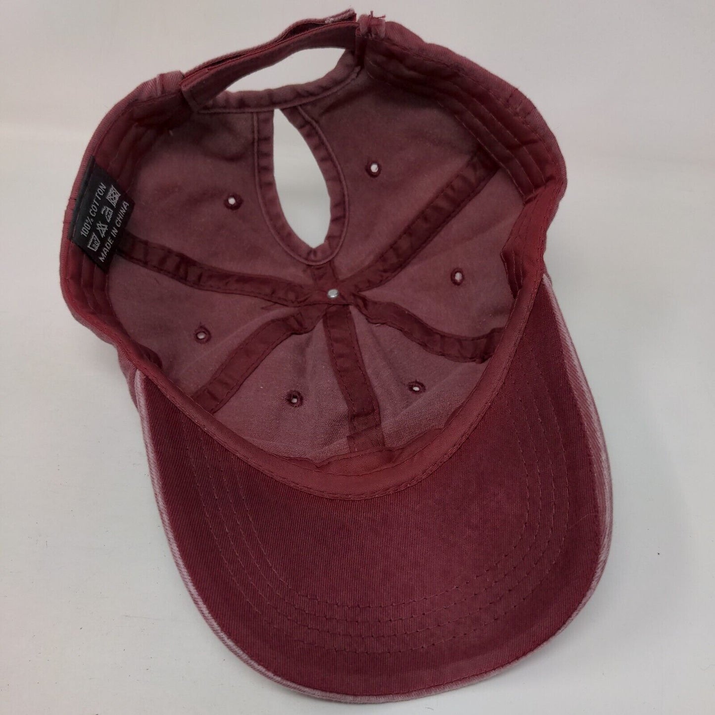 Unbranded Strapback Hat Ponytail Red One Size Adjustable Solid Blank
