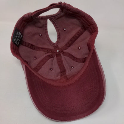 Unbranded Strapback Hat Ponytail Red One Size Adjustable Solid Blank