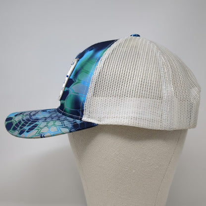 Richardson Trucker Hat Blue OSFM Combat Iron Apparel Mesh Camo Patch Snapback