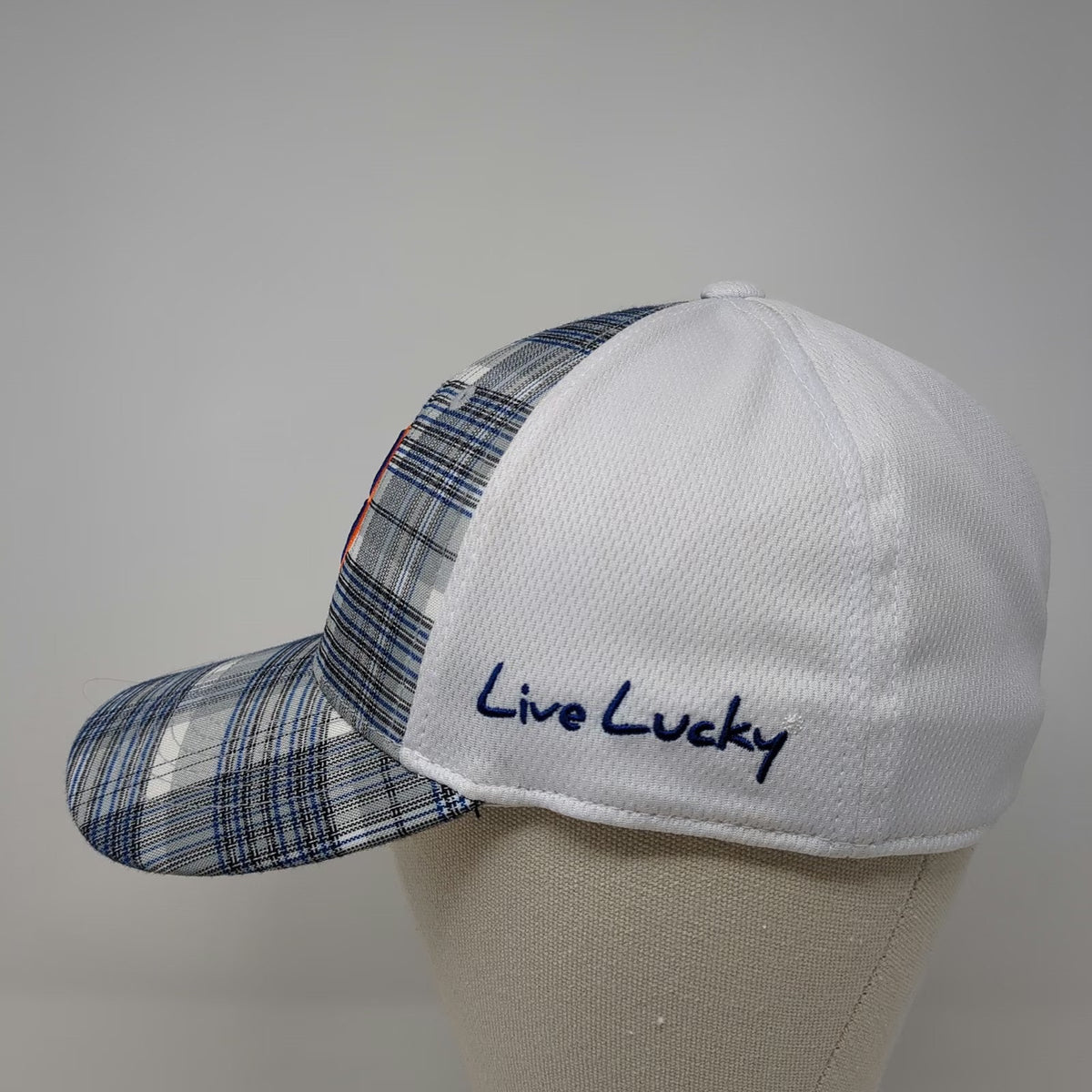 Black Clover Baseball Cap White M Plaid Live Lucky Boise State Broncos Hat