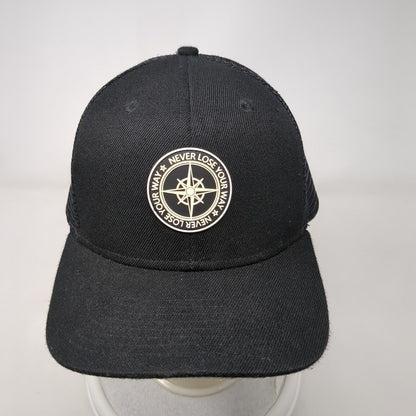 Never Loose Your Way Snapback Trucker Hat Black OSFA Adjustable Mesh Back