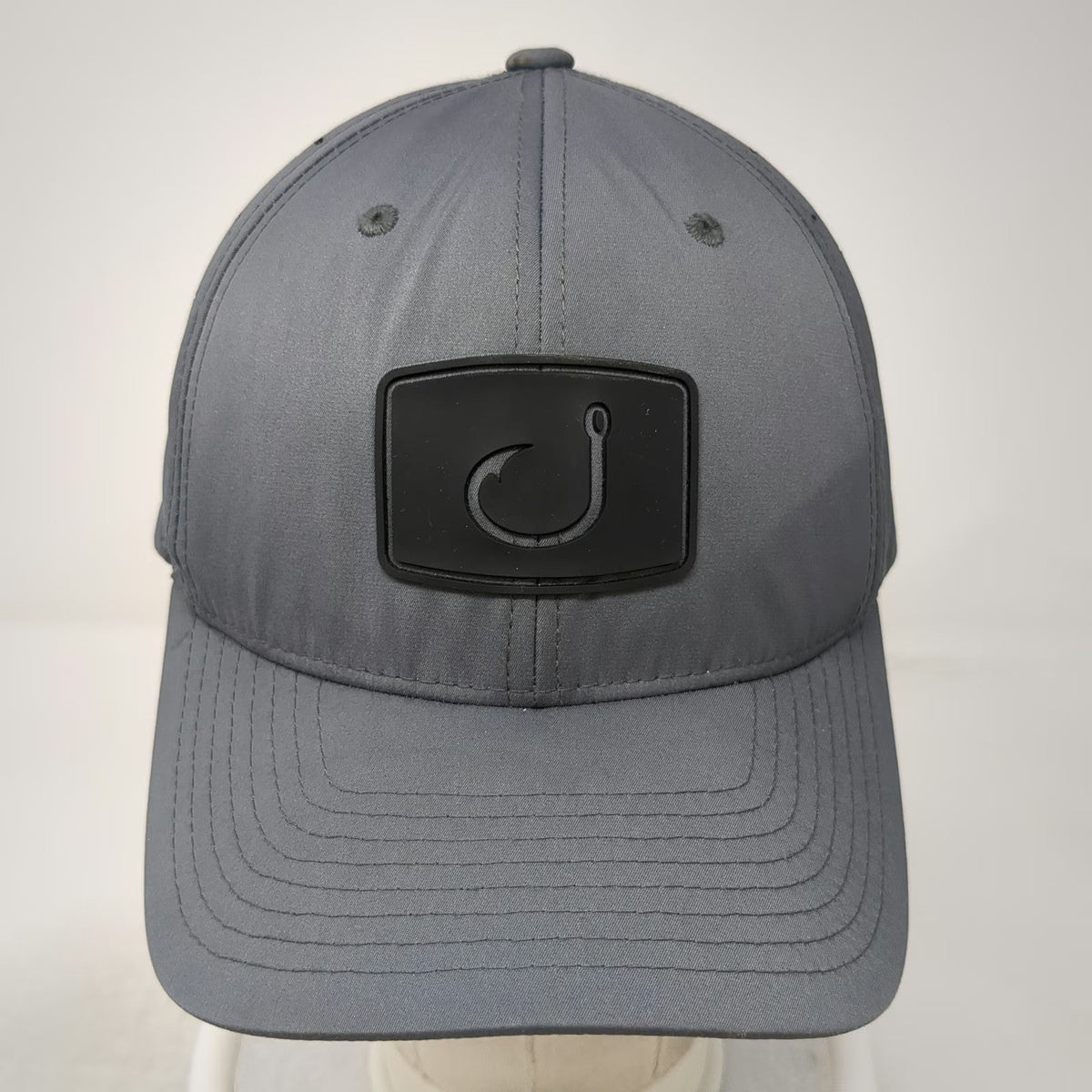 Avid Trucker Hat Gray One Size Performance Hook Logo Snapback Perforated Fishing