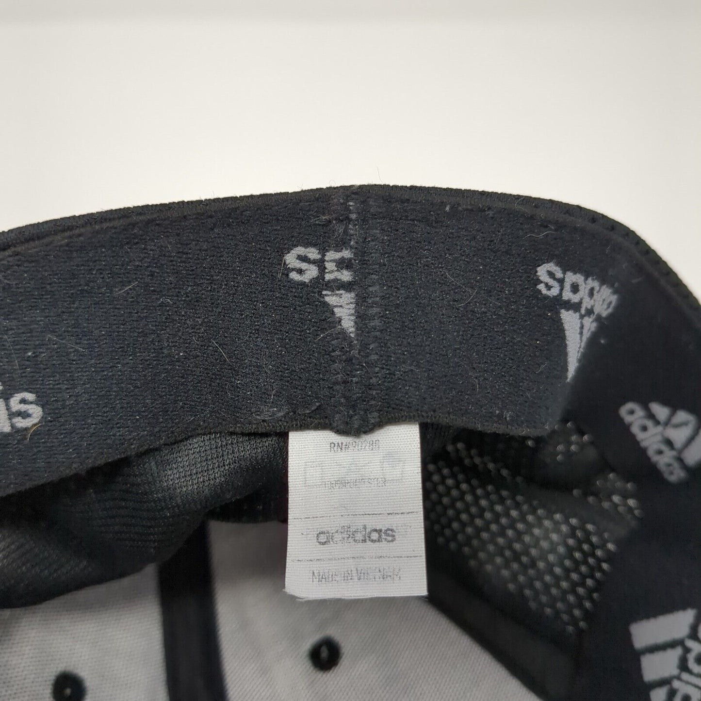Adidas Fitted Hat Black One Size Embroidered Vented Holes Breathable 6 Panel