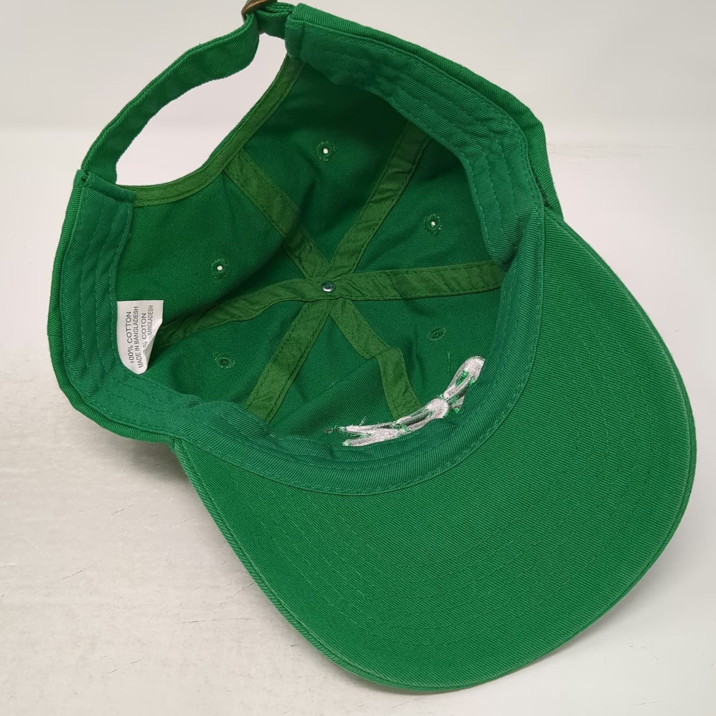 Baseball Cap Green White One Size eez CO Logo Slideback Cotton Hat Embroidered