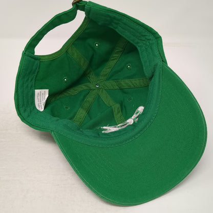 Baseball Cap Green White One Size eez CO Logo Slideback Cotton Hat Embroidered