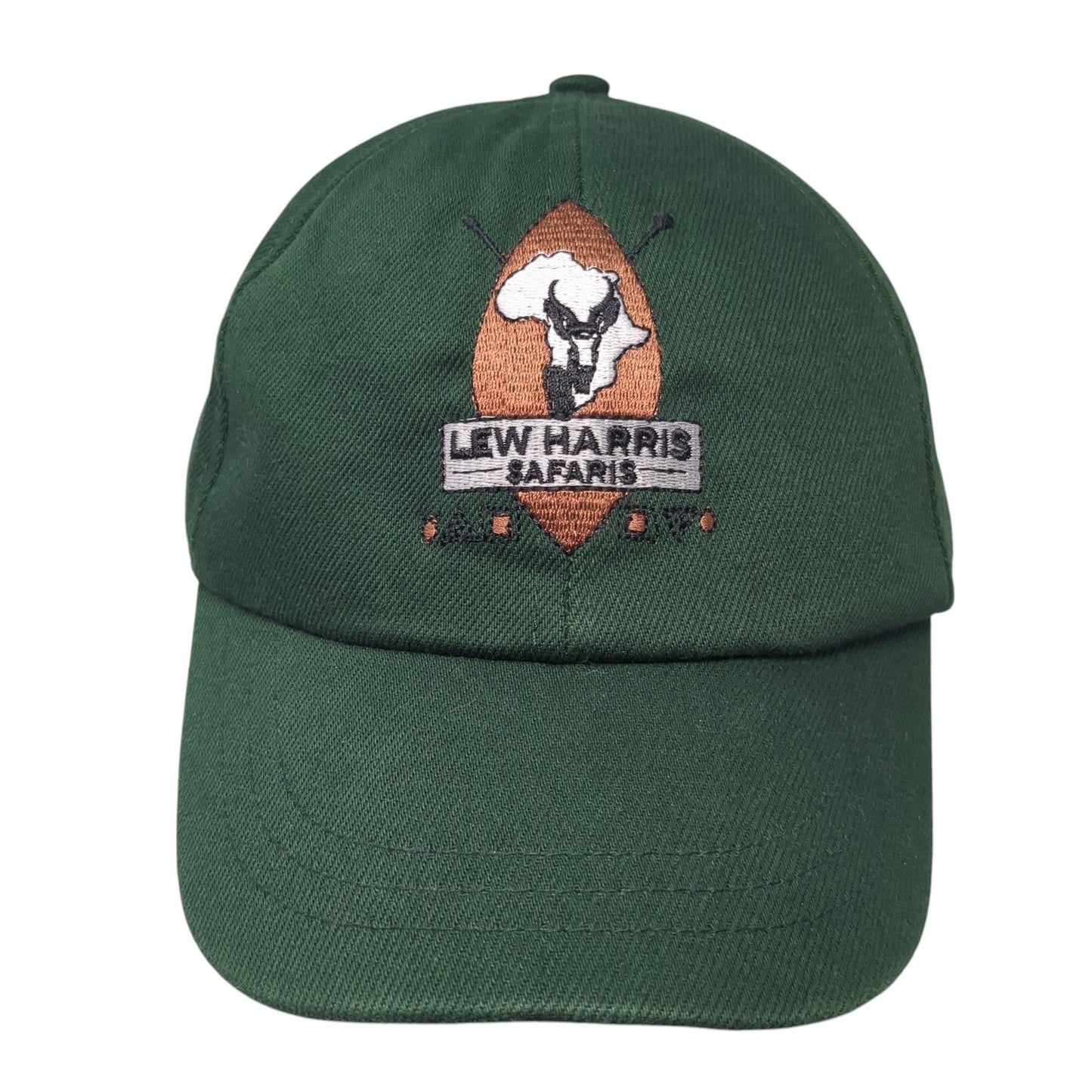 Lew Harris Safaris Strapback Baseball Cap Green One Size Adjustable Embroidered