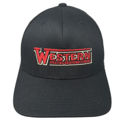 Flexfit Baseball Cap Black M Western Heating Air Conditioning Hat Fitted Logo