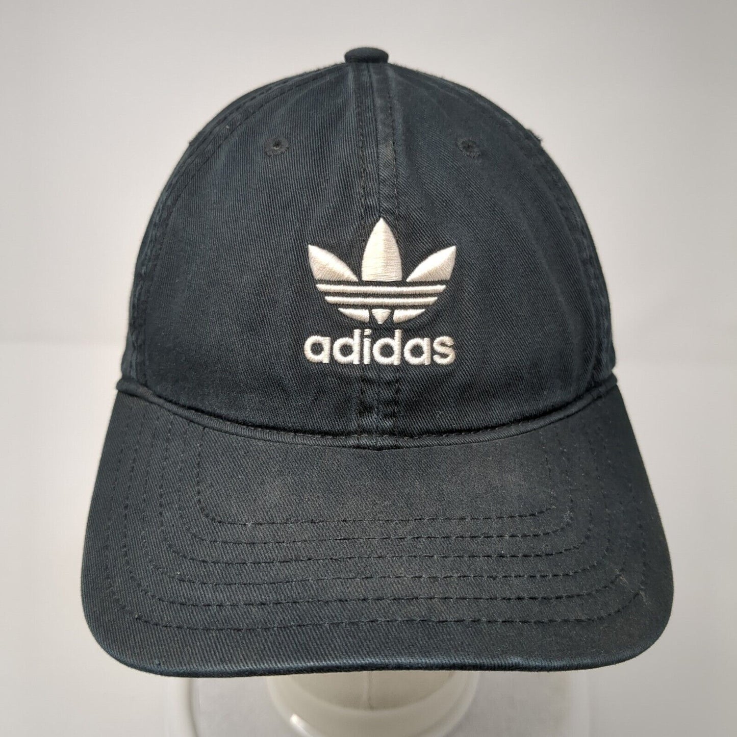 Adidas Trefoil Slideback Hat Black One Size 3 Stripes Logo Adjustable