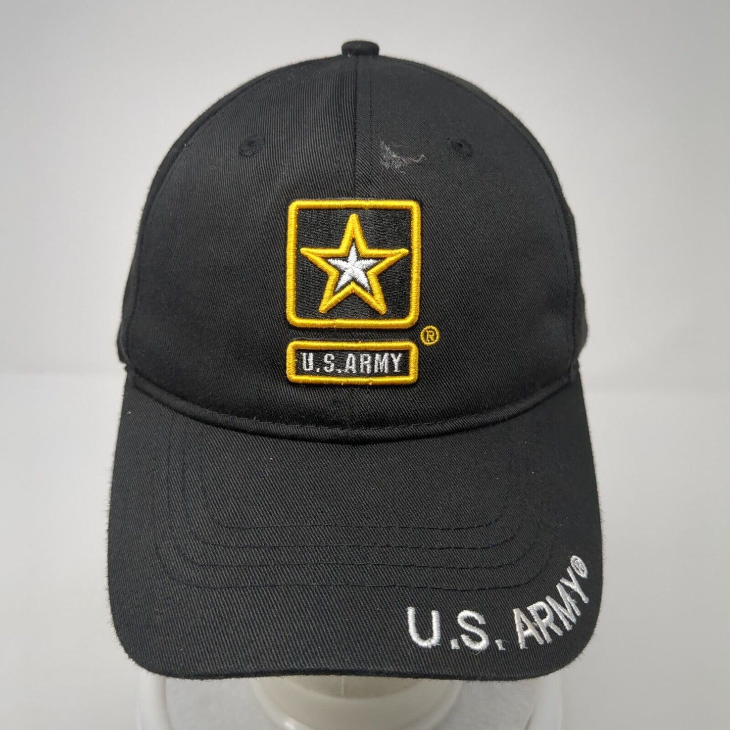 US Army Logo Slideback Hat Black One Size Solid Adjustable Embroidered