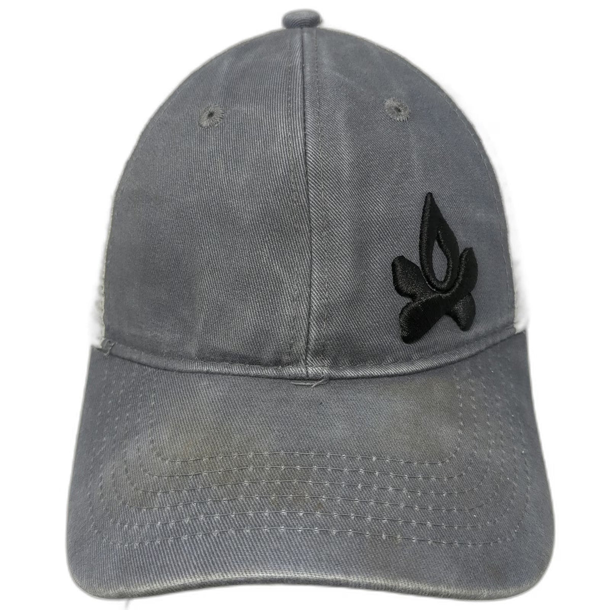 Camp Chef Trucker Hat Gray White One Size Snapback Mesh Flame Logo Outdoor BBQ