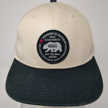 Vans Snapback Beige Black Gray One Size California Bear Patch Off The Wall Hat