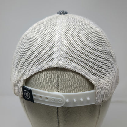Ariat Trucker Hat Gray White One Size Mesh Back Snapback Heathered Shield Logo