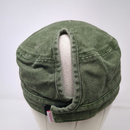 ponyflo Army Cap Green One Size Ponytail Opening Strapback Hat Cotton Washed