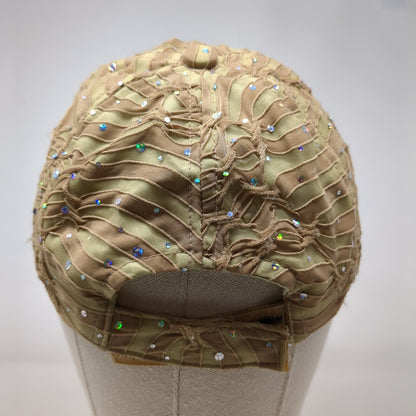 Jewel Rhinestone Strapback Hat Tan One Size Adjustable 6 Panel Something Special