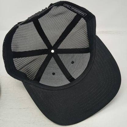 Richardson Trucker Hat Black One Size Leupold US Flag Leather Patch Mesh Back