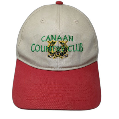 Pacific Headwear Baseball Cap Beige Red One Size Canaan Country Club Golf Hat