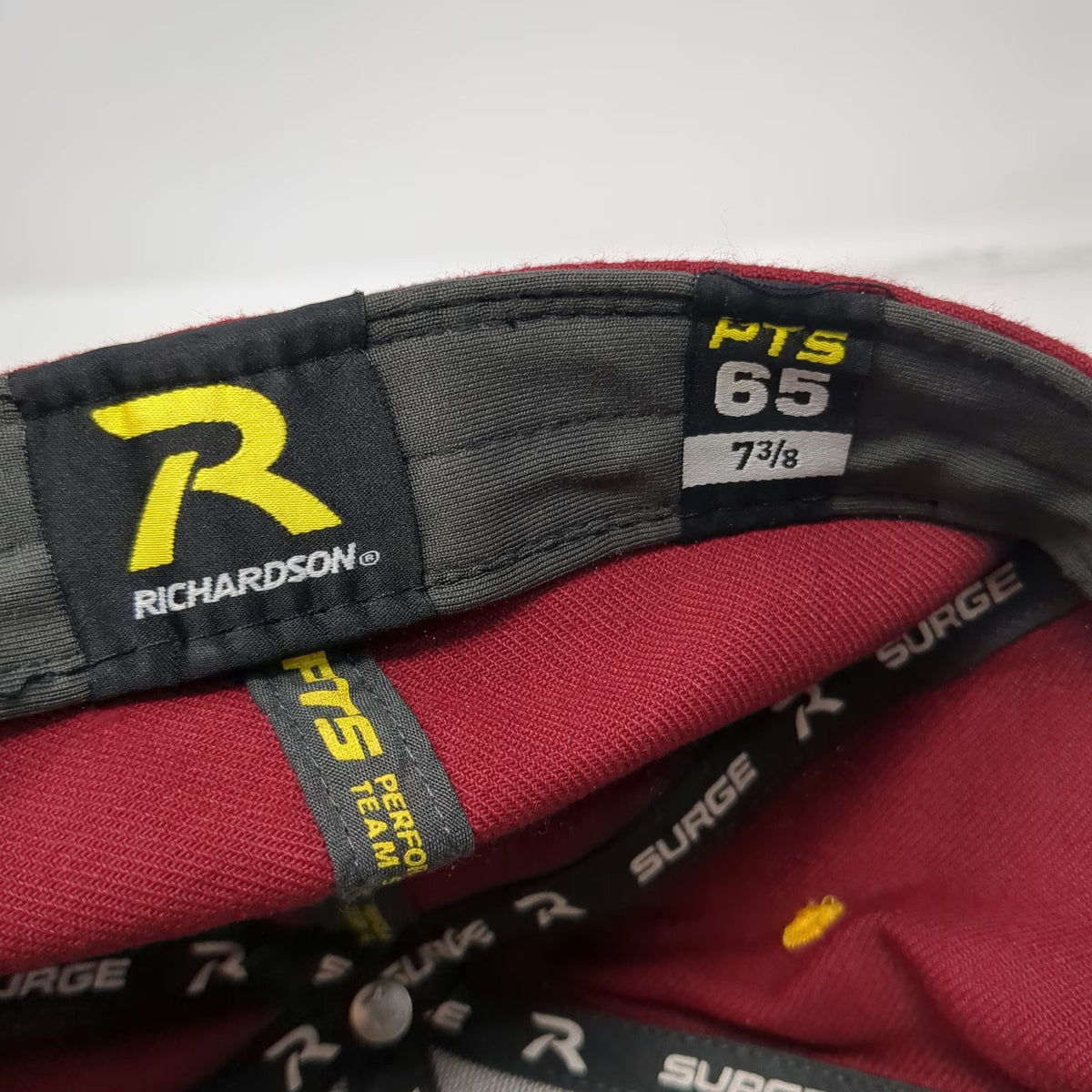 Richardson Baseball Cap Red 7 3/8 Fitted Surge Performance Flat Brim Hat
