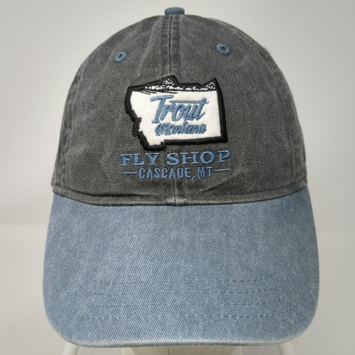 Ouray Sportswear Baseball Cap Gray Blue One Size Trout Montana Fly Shop Hat