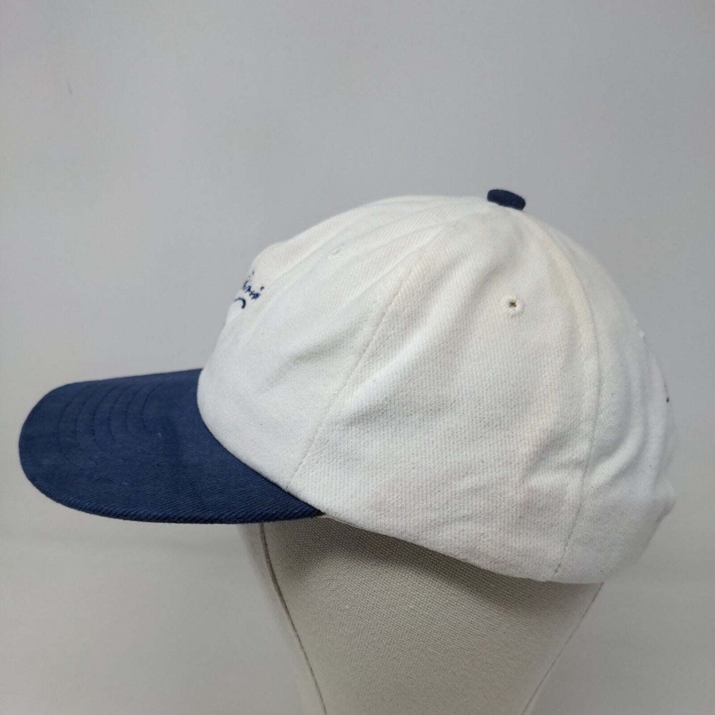 Lea + Porrino Men's Slideback Hat White Blue Embroidered Logo Made USA