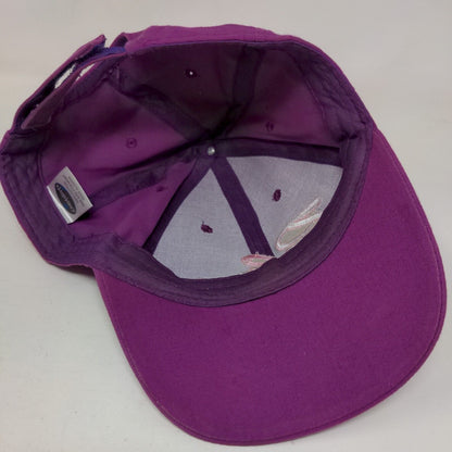 Believe Strapback Hat Purple OSFM Embroidered Pink Ribbon 6 Panel