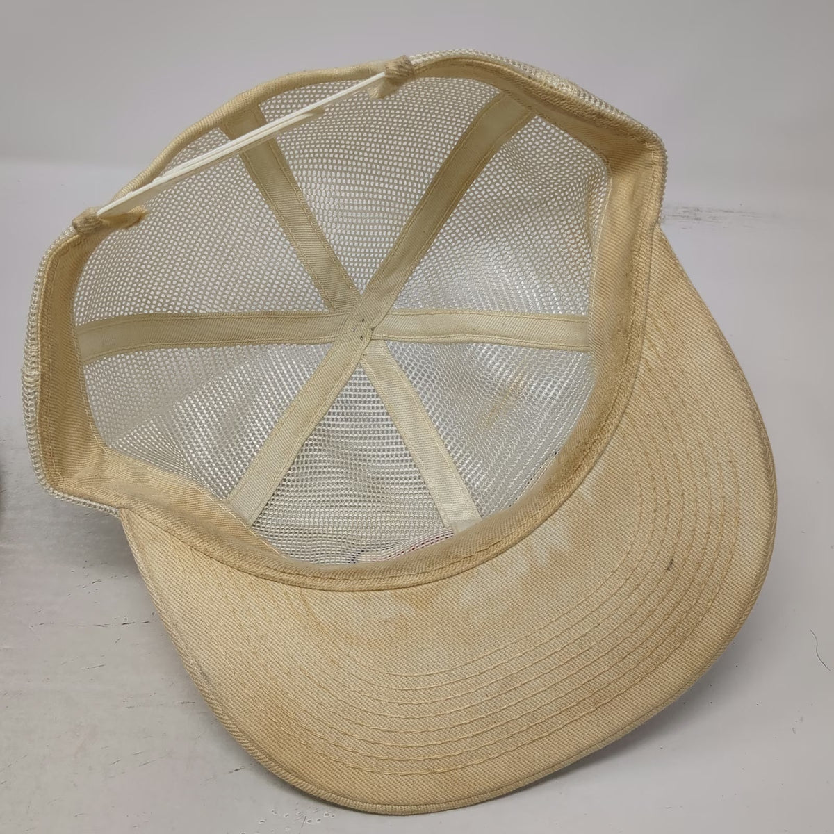 K-Brand Trucker Hat Beige Vintage Stavrianoudakis Enterprises Farming Seed Mesh