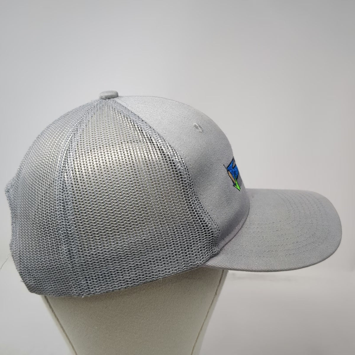 Port Authority Silver Creek Gray Trucker Hat One Size Mesh Snapback Logo Cotton