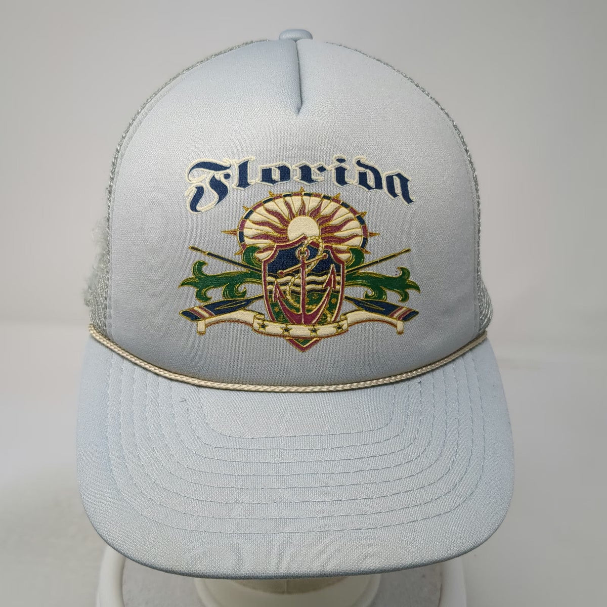 Memories Trucker Hat Gray One Size Florida Anchor Graphic Snapback Mesh Rope