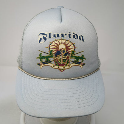 Memories Trucker Hat Gray One Size Florida Anchor Graphic Snapback Mesh Rope