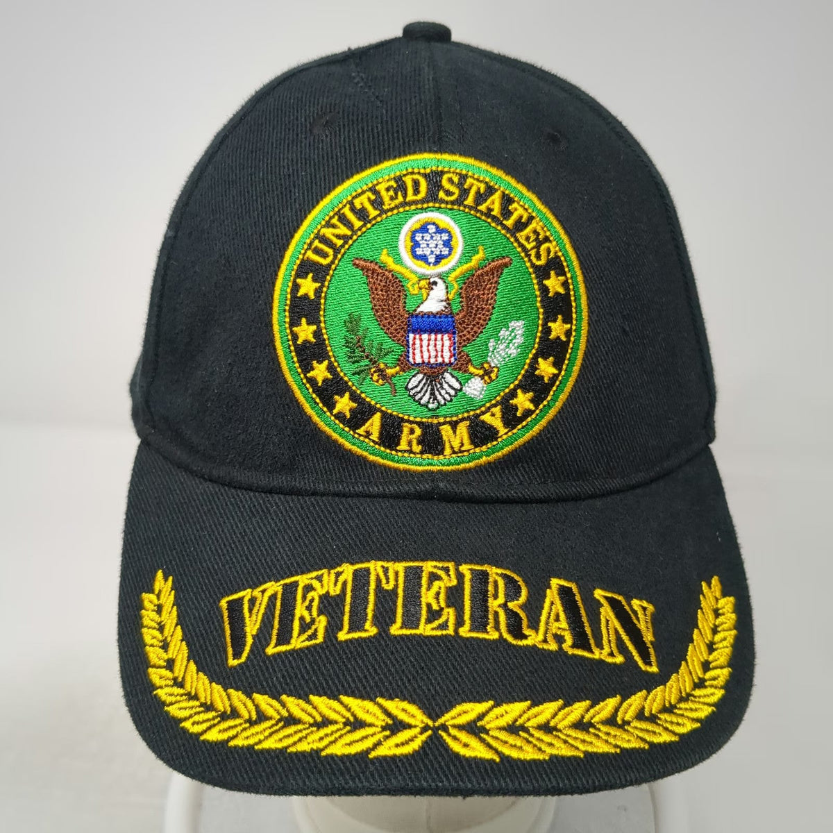 Black US Army Veteran Baseball Cap One Size Strapback Scrambled Eggs Logo Hat