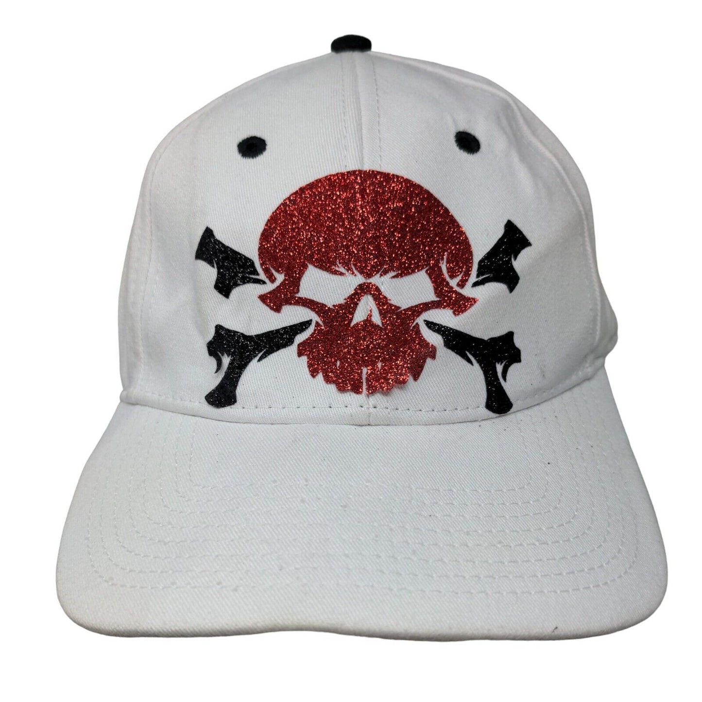 Skull Snapback Hat White OSFM Embroidered Vent Holes 6 Panel The Game