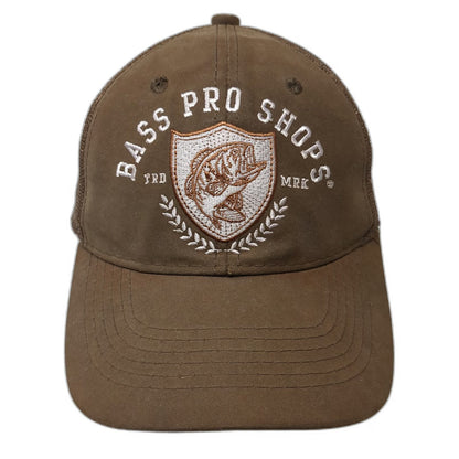 Bass Pro Shops Trucker Hat Brown One Size Mesh Back Fishing Logo Shield Snapback