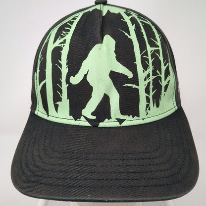 5 Panel Hat Black Green One Size Bigfoot Sasquatch Forest Funny Slogan Strapback