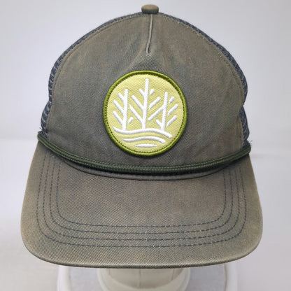 Green Trucker Hat One Size Mesh Back Rope Tree Patch Logo Snapback Outdoor Cap
