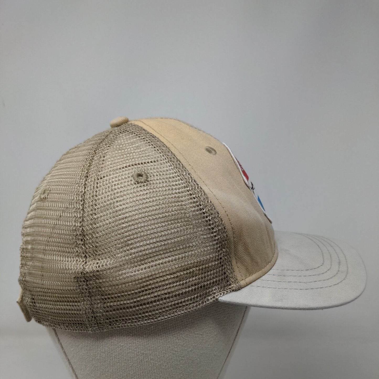 Guy Harvey Fish Patch Strapback Mesh Back Trucker Hat Tan One Size