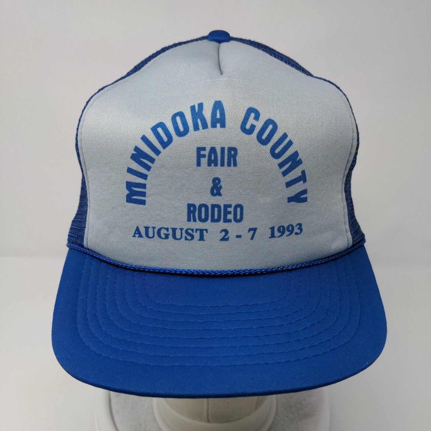 Minidoka County Fair & Rodeo Snapback Trucker Hat Blue OSFA Mesh Back Rope