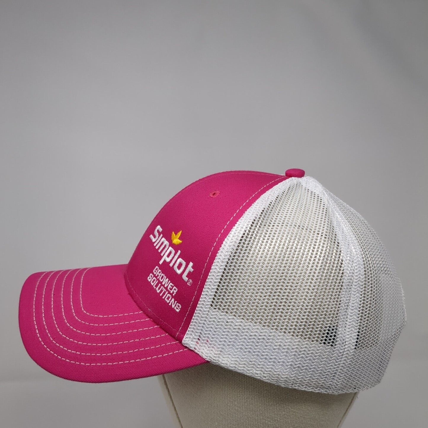 Simplot Grower Solutions Snapback Trucker Hat Pink OS Adjustable Mesh Back Otto