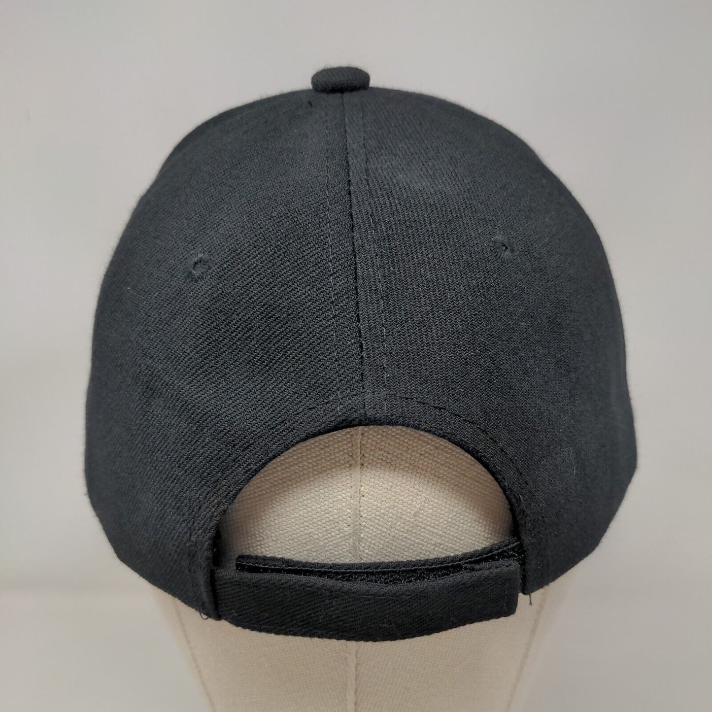 Unbranded Strapback Hat Black One Size Adjustable Vented Holes 6 Panel Blank