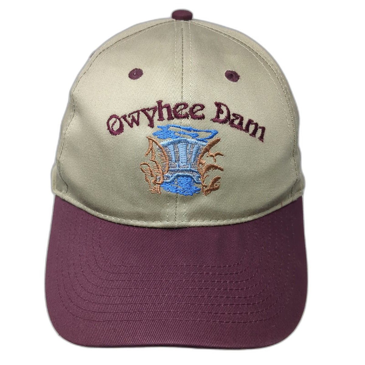 Otto Baseball Cap Beige Maroon One Size Owyhee Dam 75th Anniversary Oregon hat