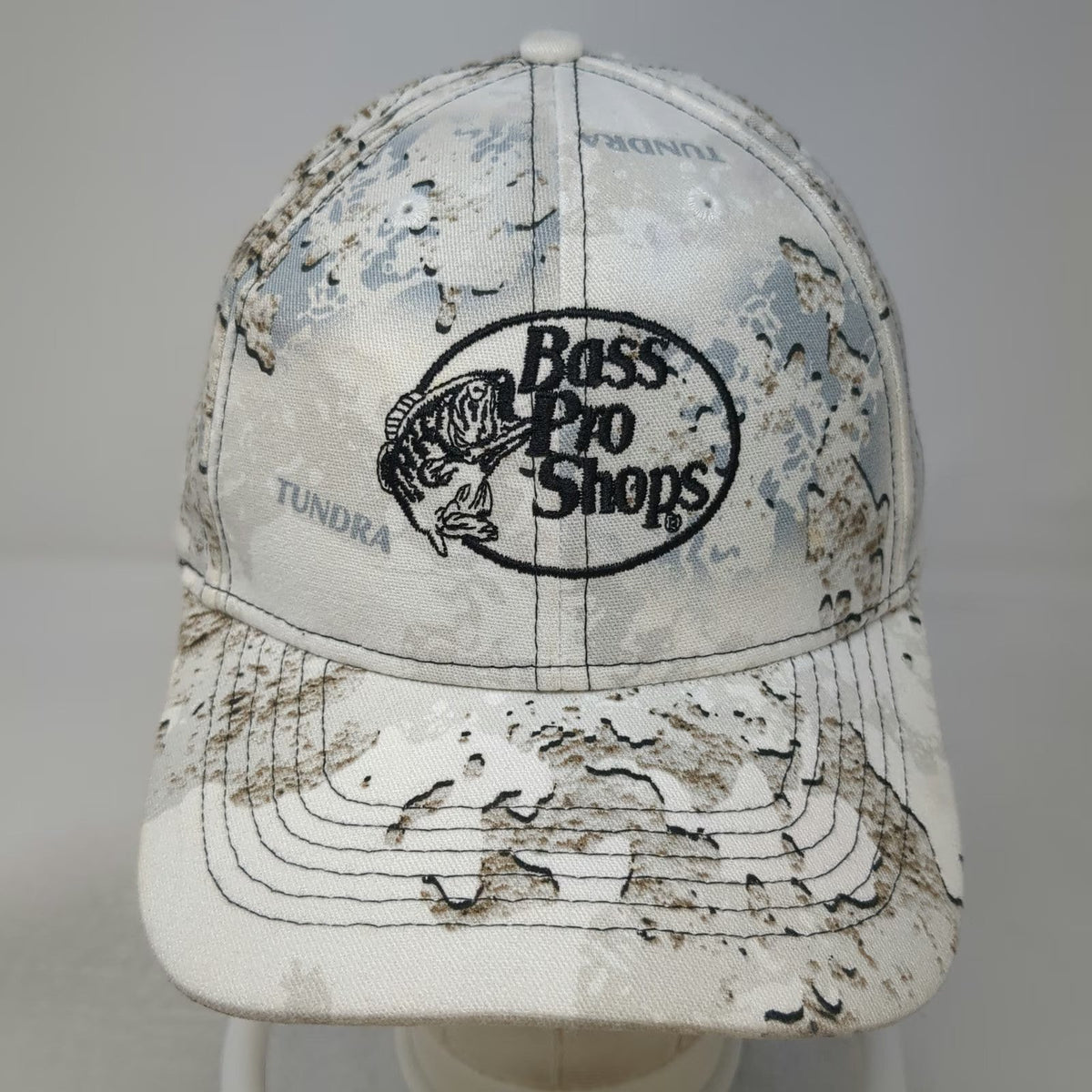 Bass Pro Shops Snapback Hat White One Size Tundra Camo Fishing Hunting Logo