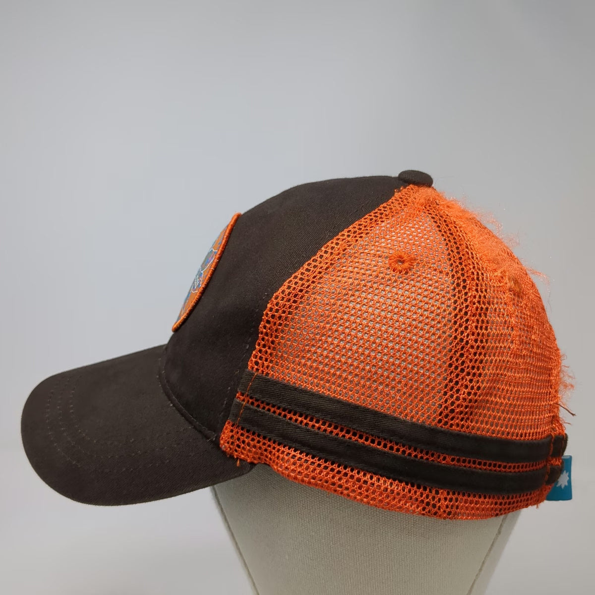 Bhakti Chai Trucker Hat Brown Orange One Size Mesh Snapback Patterned Underbrim