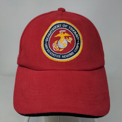 Department Of The Navy United States Marine Corps Strapback Hat Red One Size