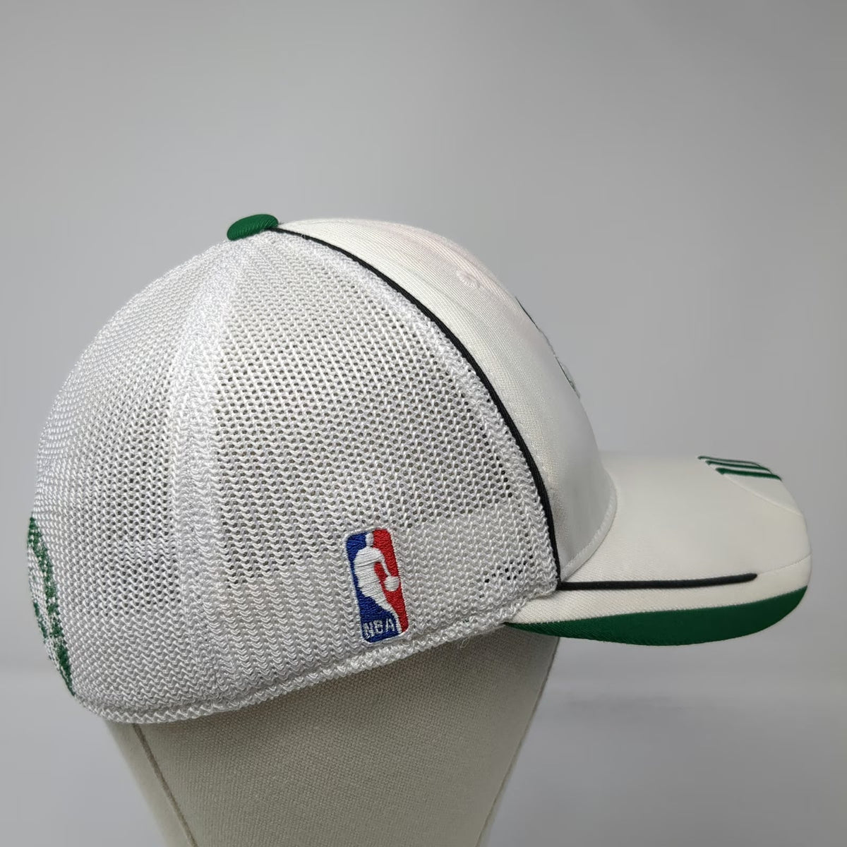 Adidas Boston Celtics NBA White Cap L Mesh Back 3 Stripes Climalite Hat Official