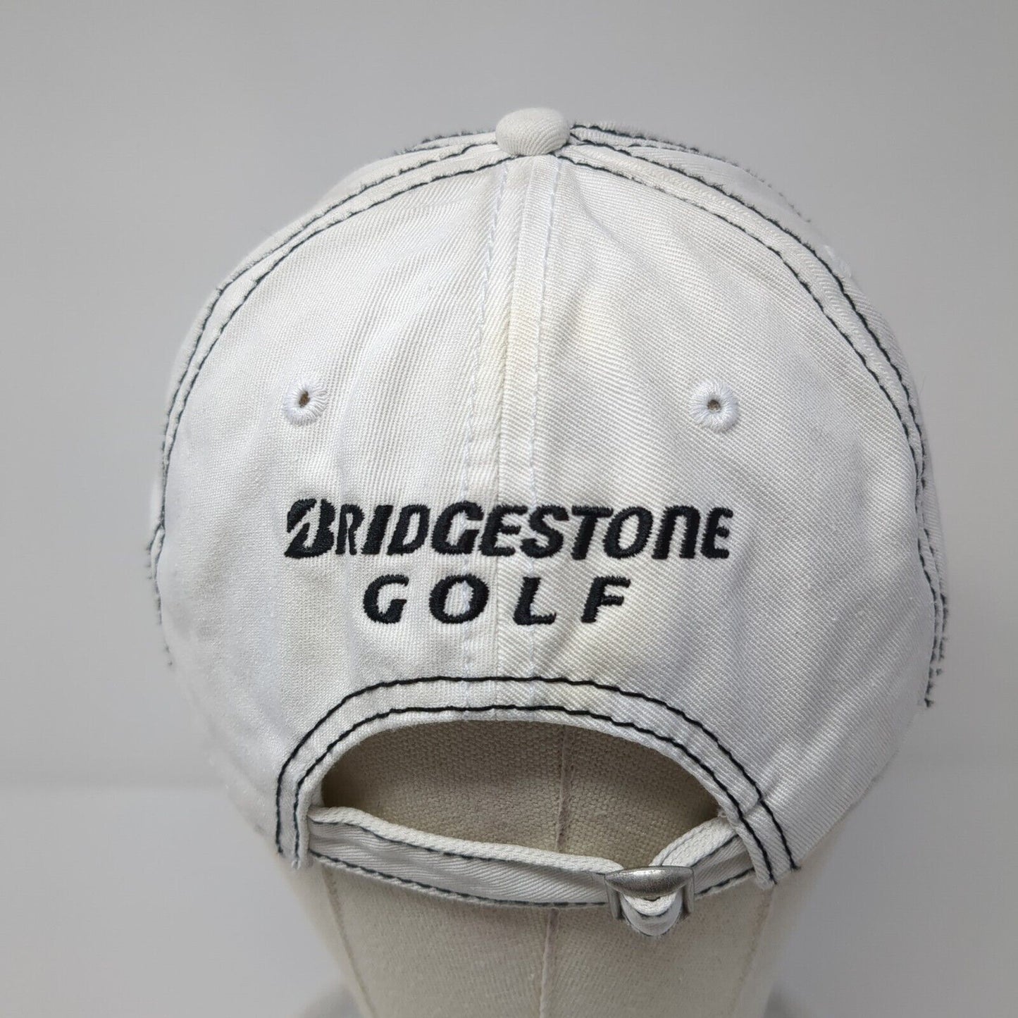 Bridgestone Golf Slideback Hat White One Size Adjustable Embroidered