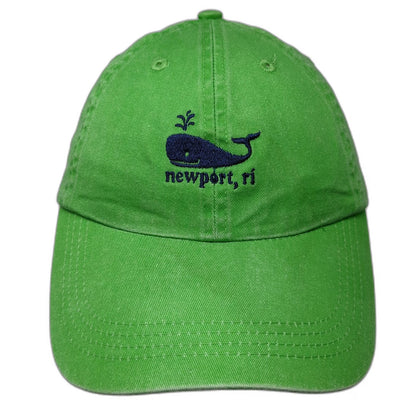 Kate Lord Baseball Cap Green One Size Whale Newport RI Slideback Cotton Hat