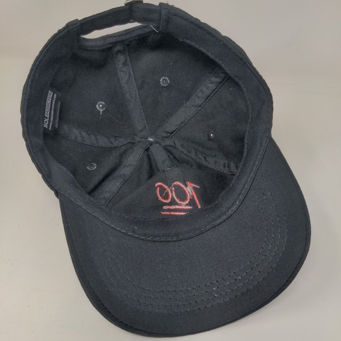 100 Slideback Hat Black One Size Embroidered 6 Panel Sole Addiction